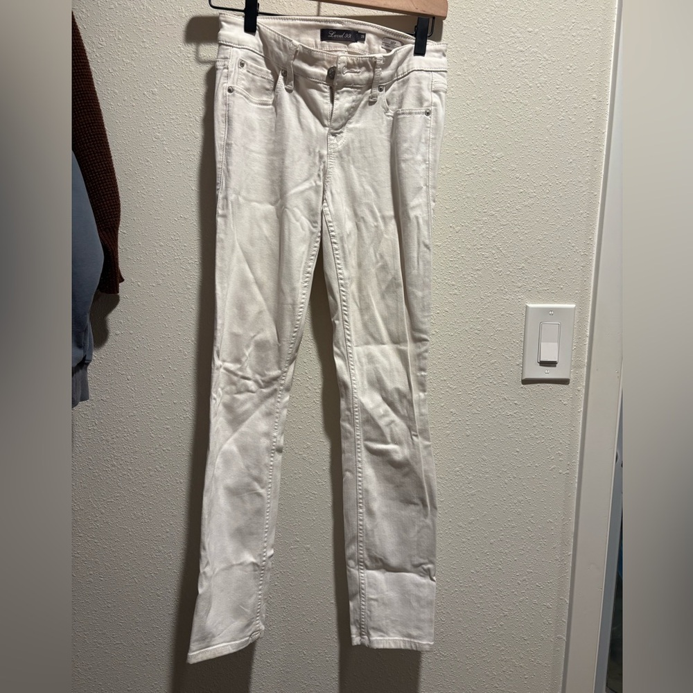 Level 99 Women's Cream Straight Leg Jeans
